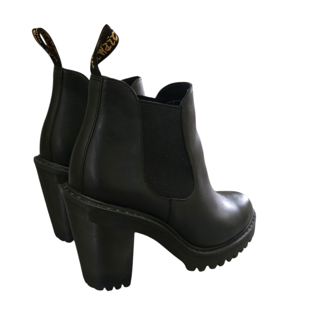 Dr. Martens Hurston Black Leather Heeled Platform Lug Sole Chelsea Boots 9-10 - Picture 4 of 14